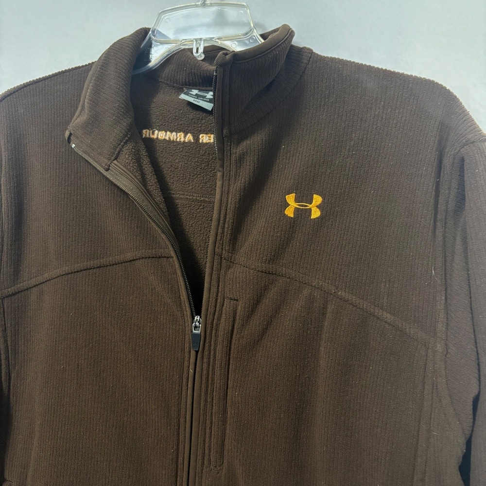 Under Armour Outdoors Brown Full Zip Ribbed Fleece‎ Jacket men's Medium